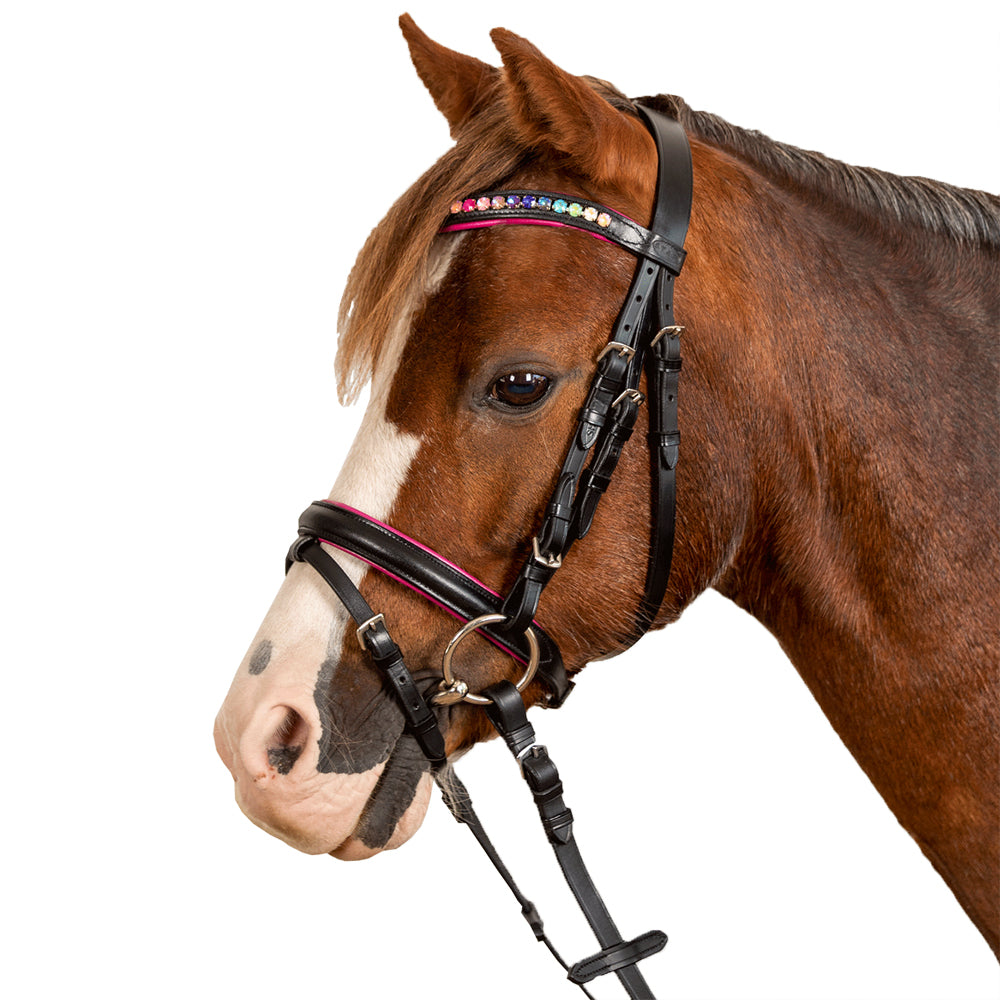 Trensenzaum STAR Pinky combinato inglese nero per Pony