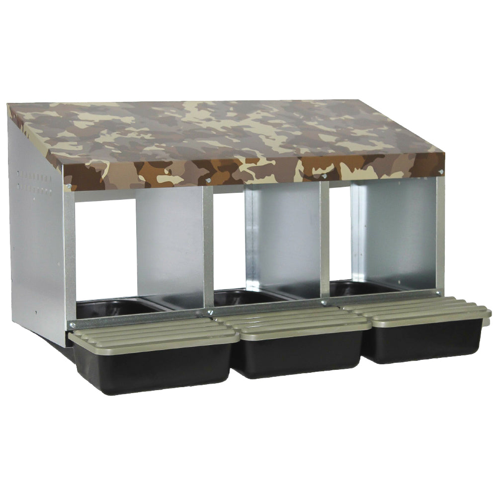 Nido per Galline a 3 Scomparti con Fondo in Plastica – Design Mimetico