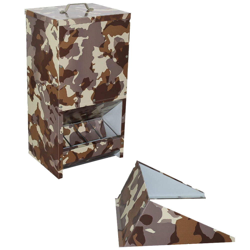 Mangiatoia da Esterno Mod. Bordeaux 20 L Camouflage – Resistente in Acciaio Zincato per Uccelli e Selvaggina