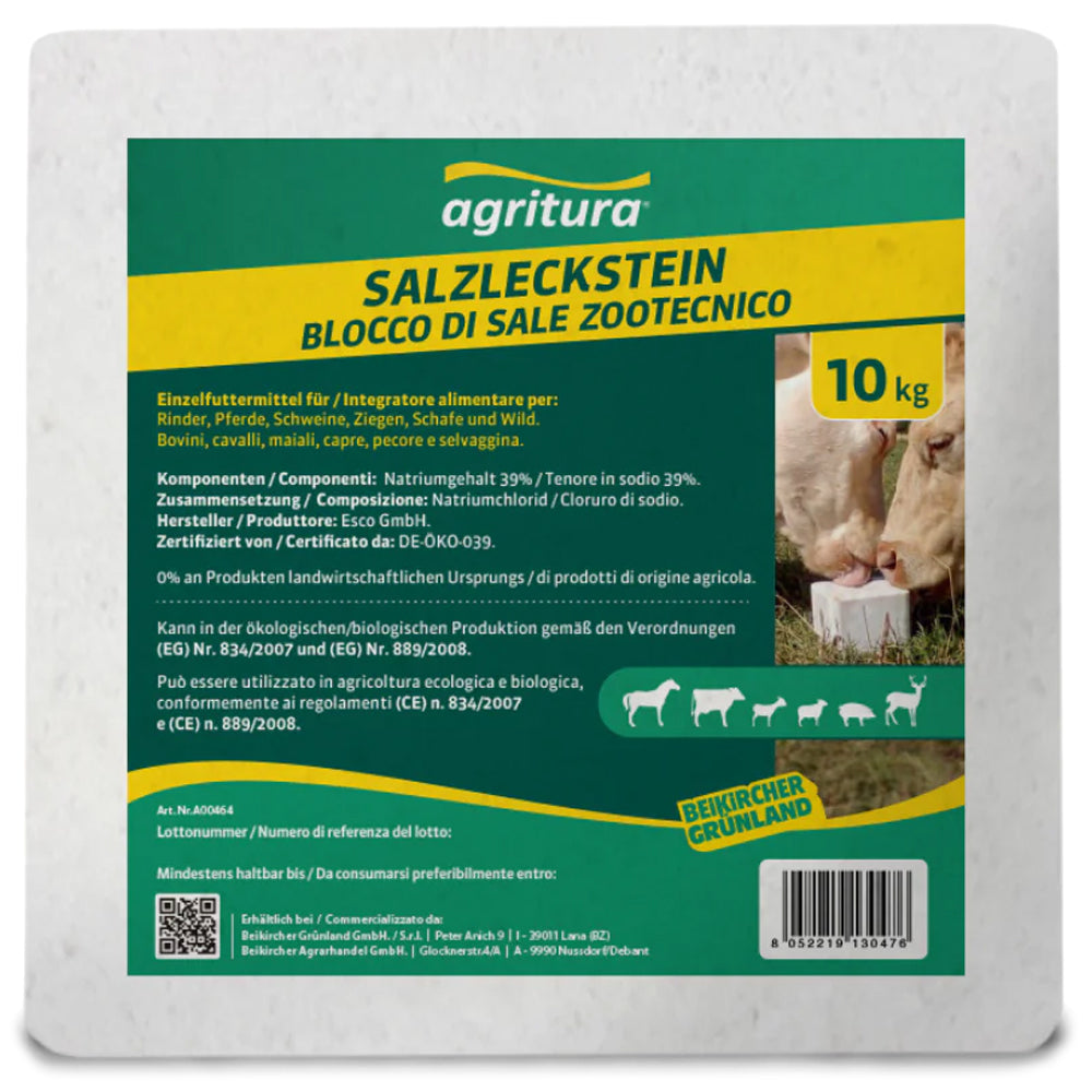KNZ Basic 100 Mineral-Leckstein 2x10kg – 99,9% Reines Salz Für Rinder, Pferde & Ziegen