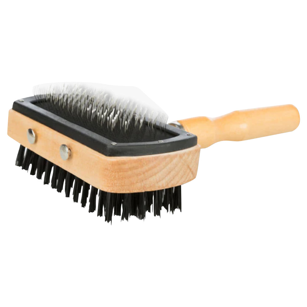 Cardatore con Setole Metalliche e Coperchio Protettivo Legno per cani