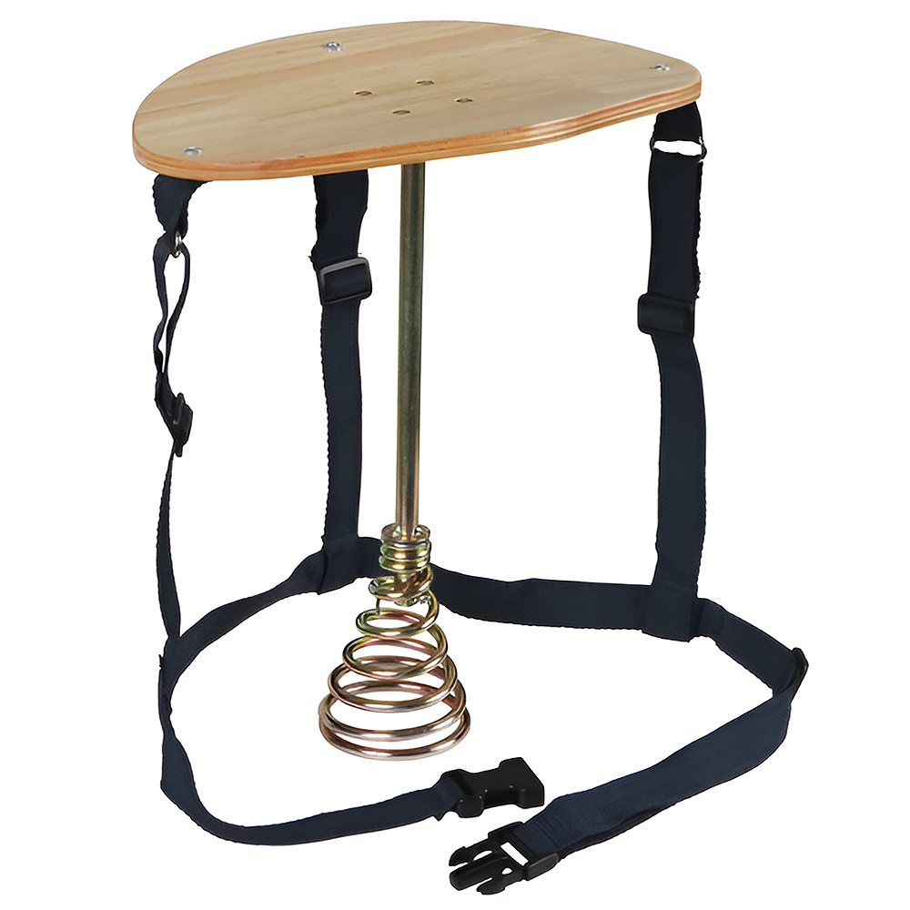 Sgabello per mungitura con cintura regolabile alla vita