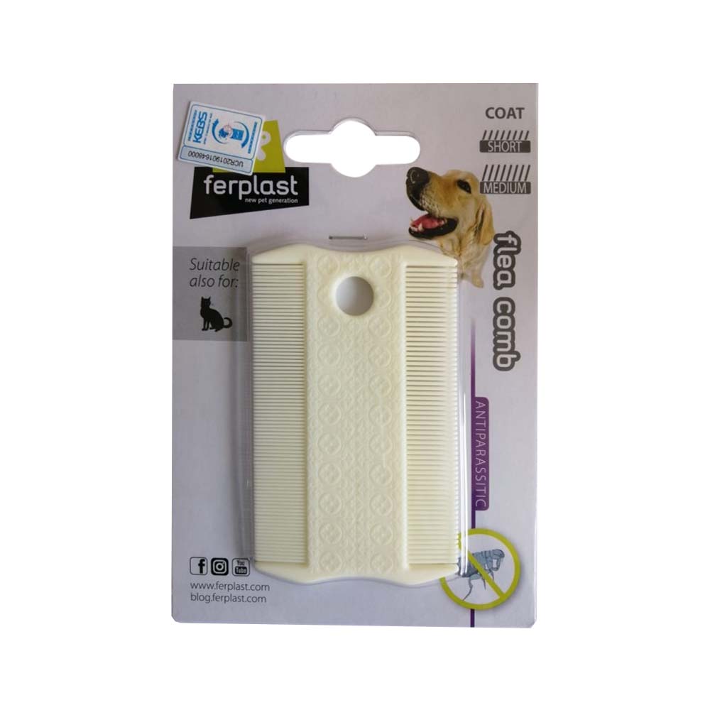 GRO 5836 Pettine doppio antipulci per cani e gatti