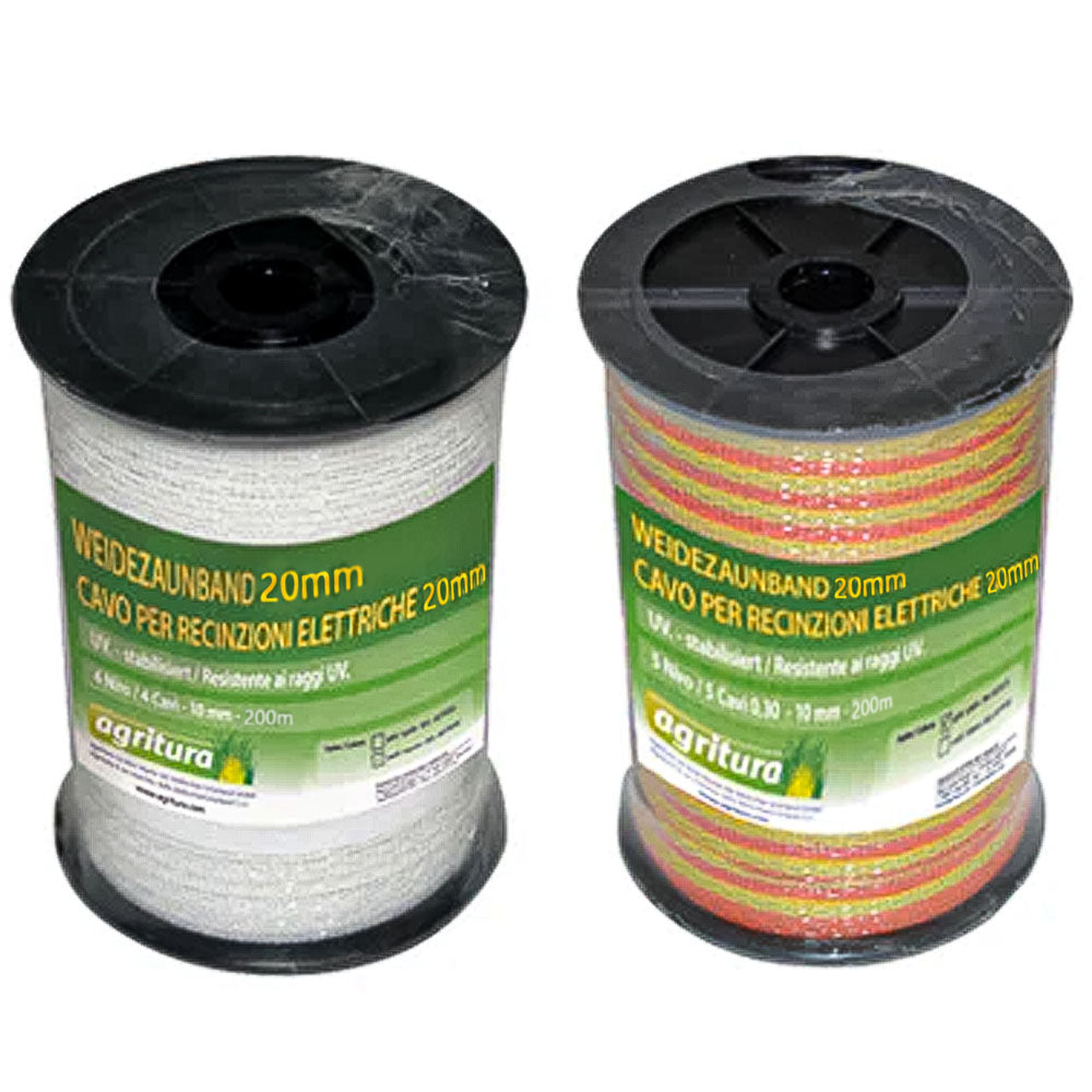 Fettuccia per Recinzioni Elettriche 4 N - 20 mm, lunghezza 200M