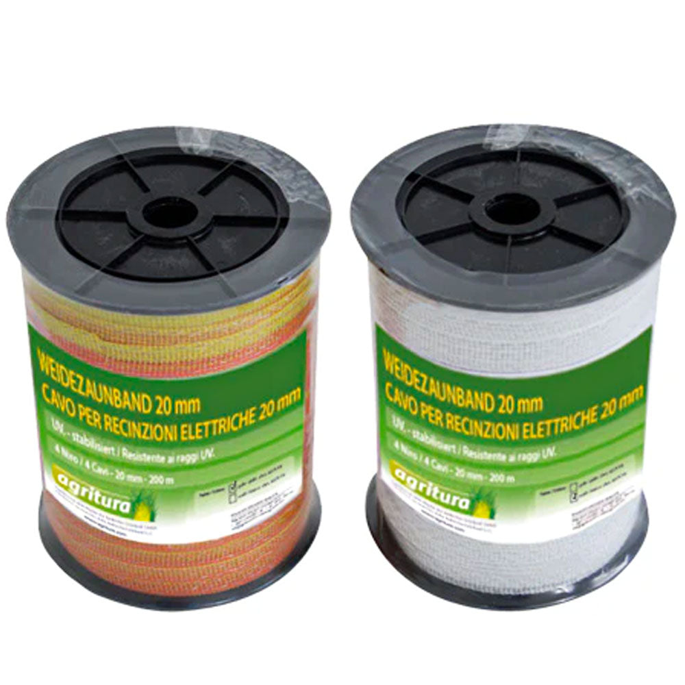 Fettuccia per recinzioni elettriche 20mm, 6N, 200m bianco e giallo
