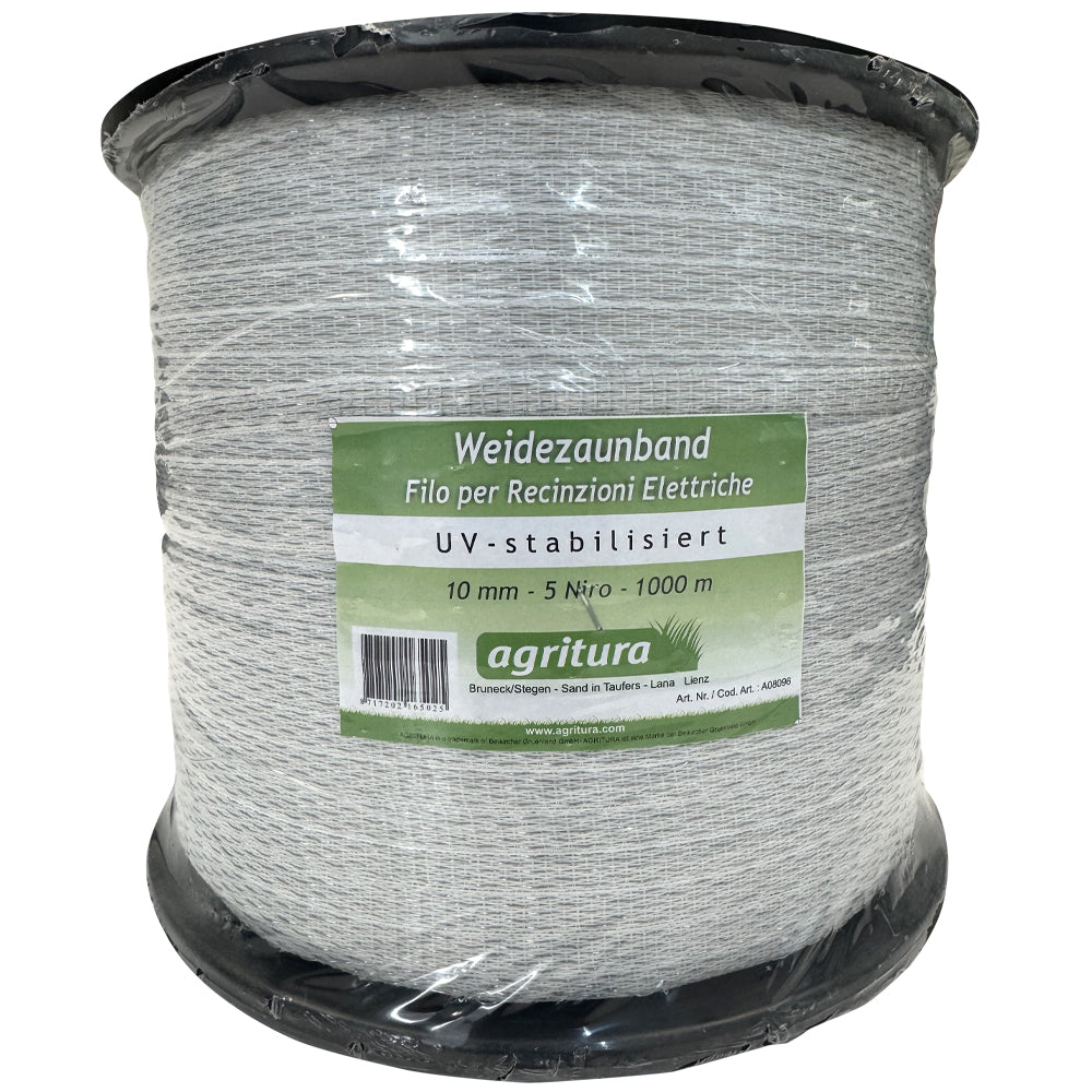 Nastro per Recinzione Elettrica Agritura – Nastro elettrico resistente ai raggi UV e impermeabile per uso agricolo e per bestiame, rotolo da 1000 m.