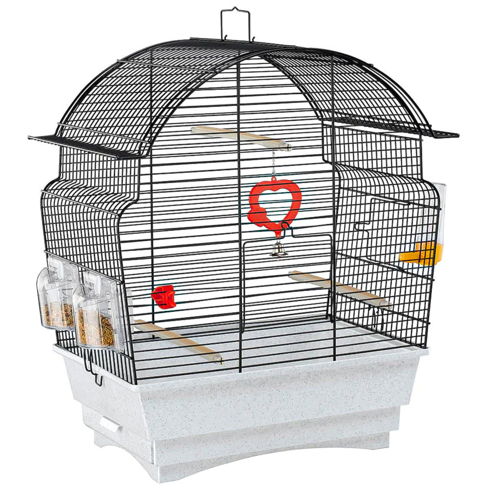 Gabbia per uccelli rosa nera