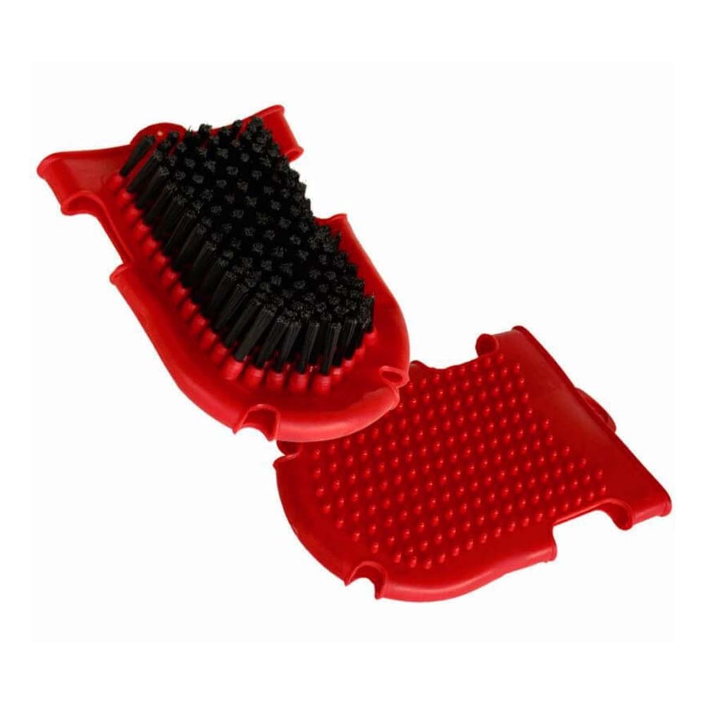 Guanto in gomma con spazzola, rosso