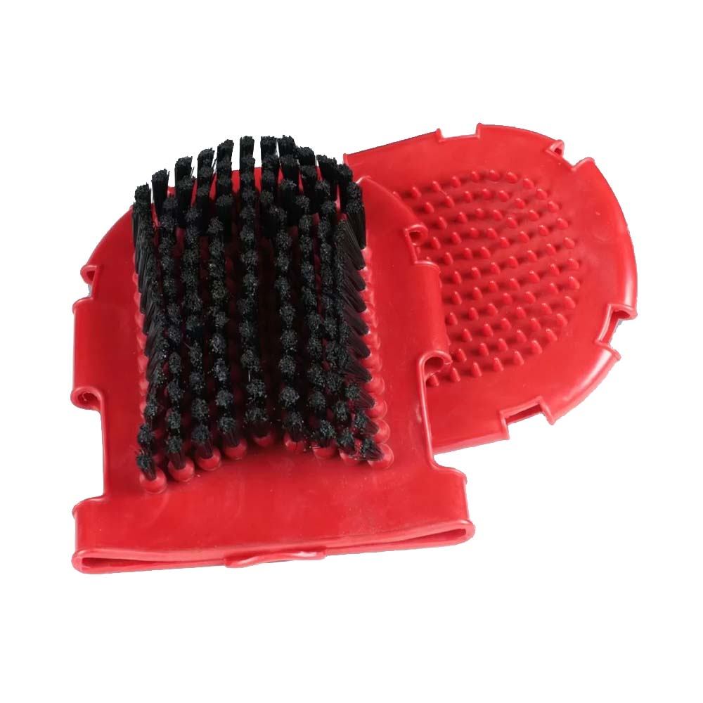 Guanto in gomma con spazzola, rosso