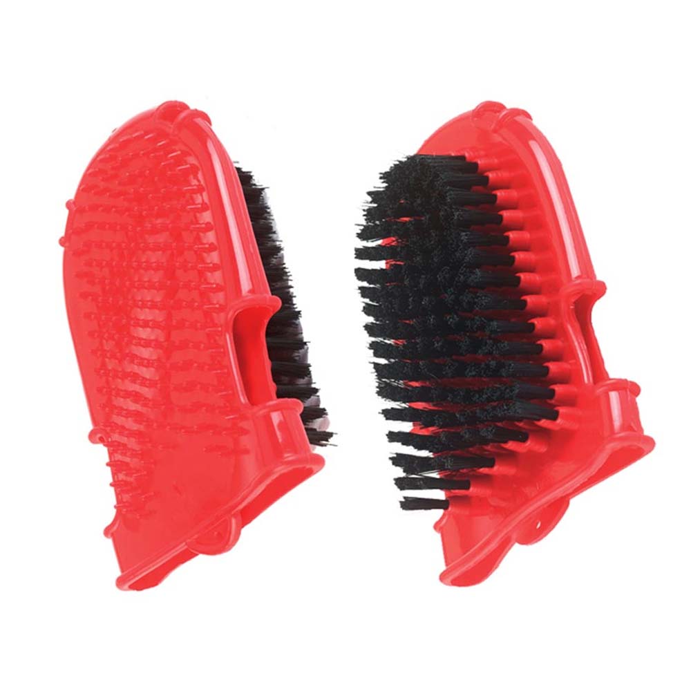 Guanto in gomma con spazzola, rosso