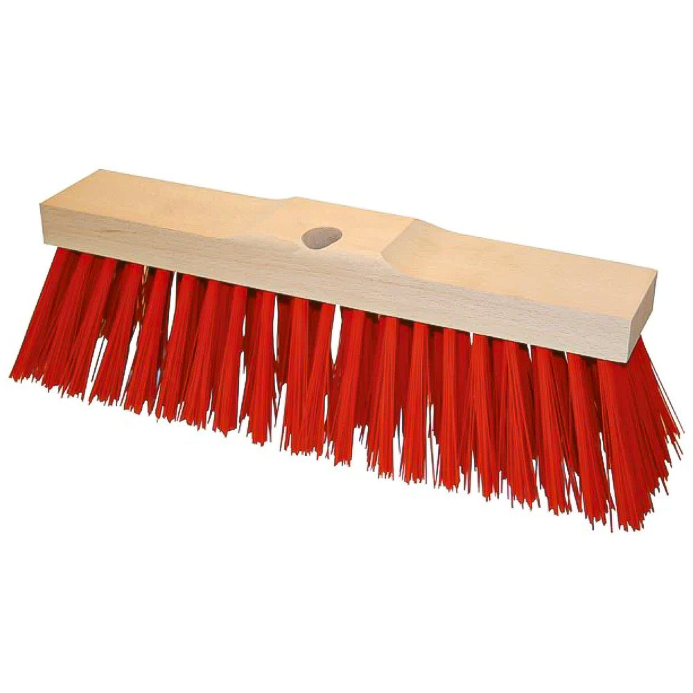 Scopa Stradale con Setole Rosse Extra Forti e Dorso in Legno Rinforzato