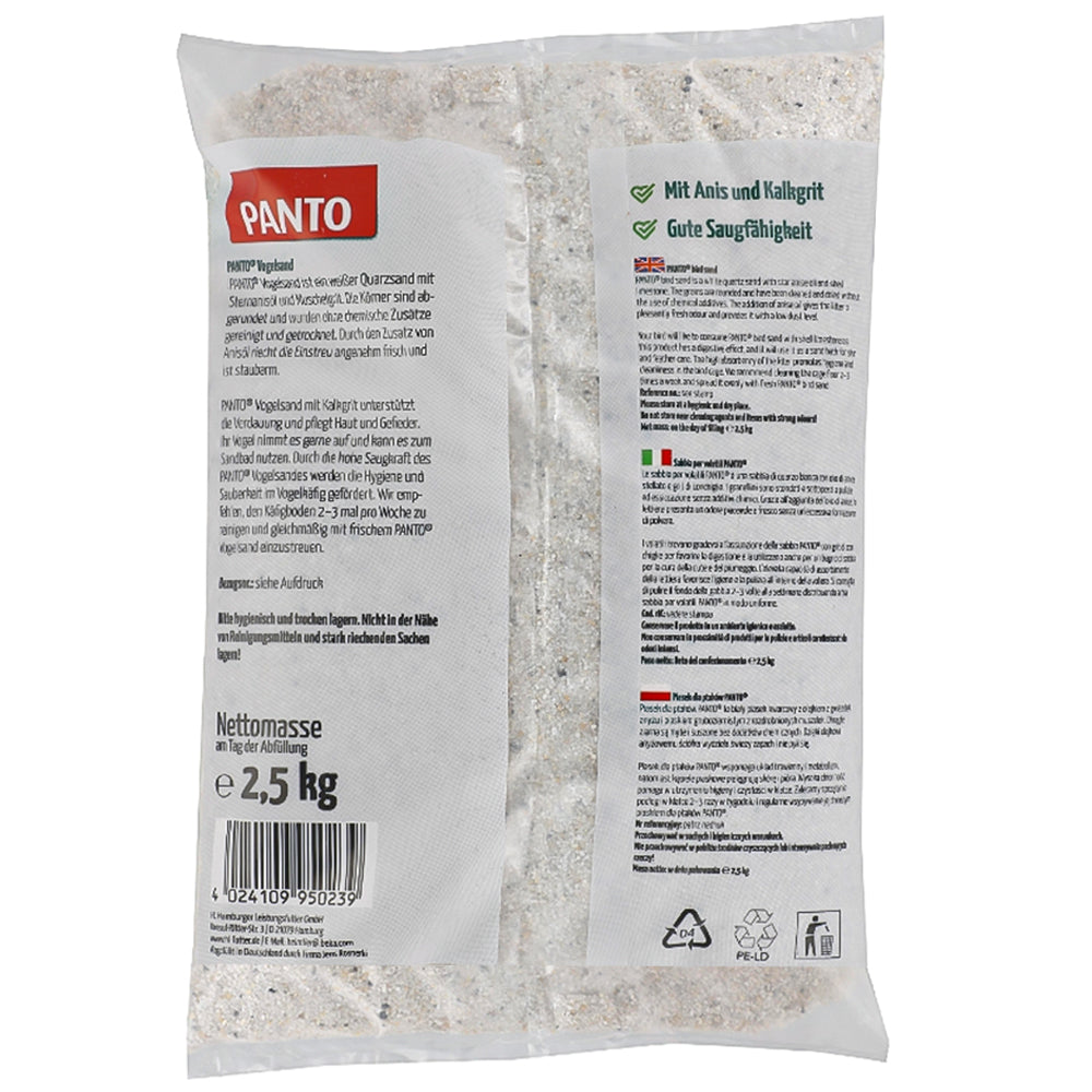 PANTO Sabbia per Uccelli Bianca 2,5kg – Con Anice & Calcare di Conchiglie