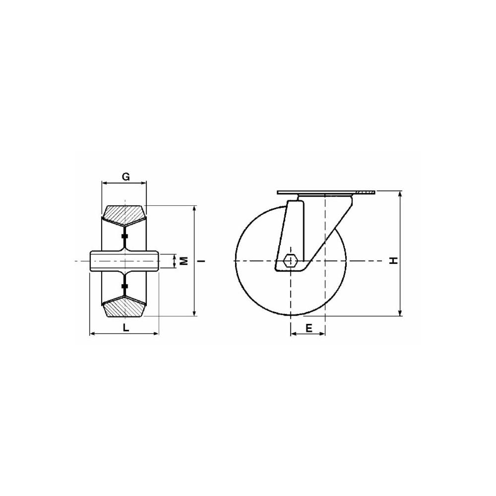 Ruote Gommate Su Staffa In Acciaio