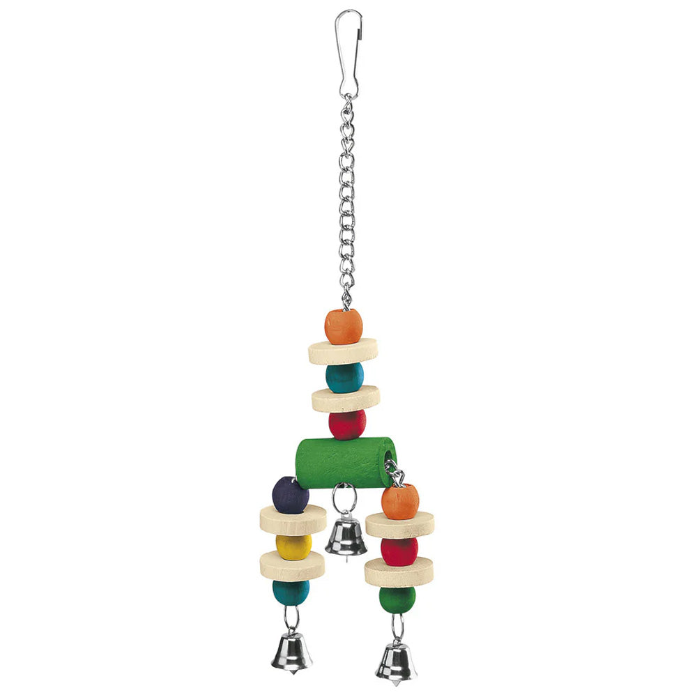Wooden Parrot Swing Toy with Bell PA4092 | Colorful Hanging Toy for Parrots