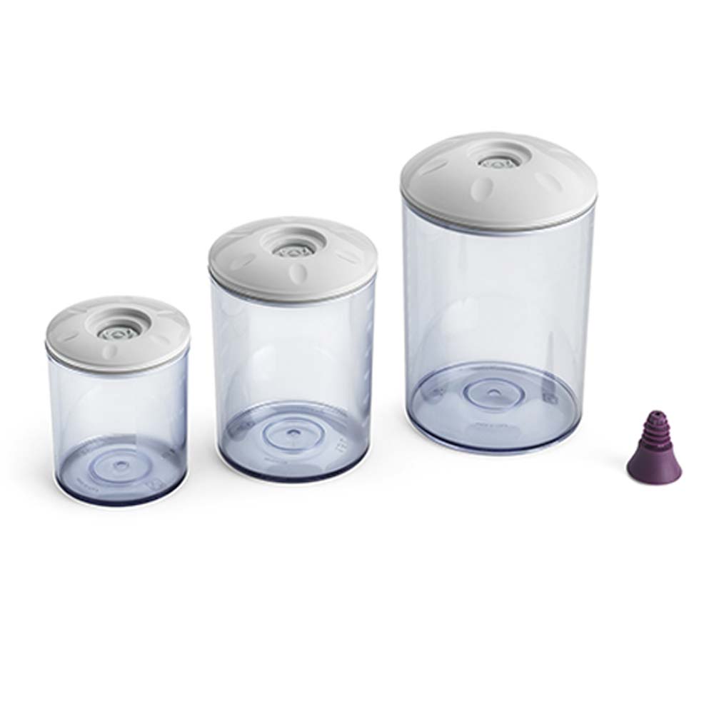 Magic Vac recipiente per cibo Rotondo Trasparente 3 pz