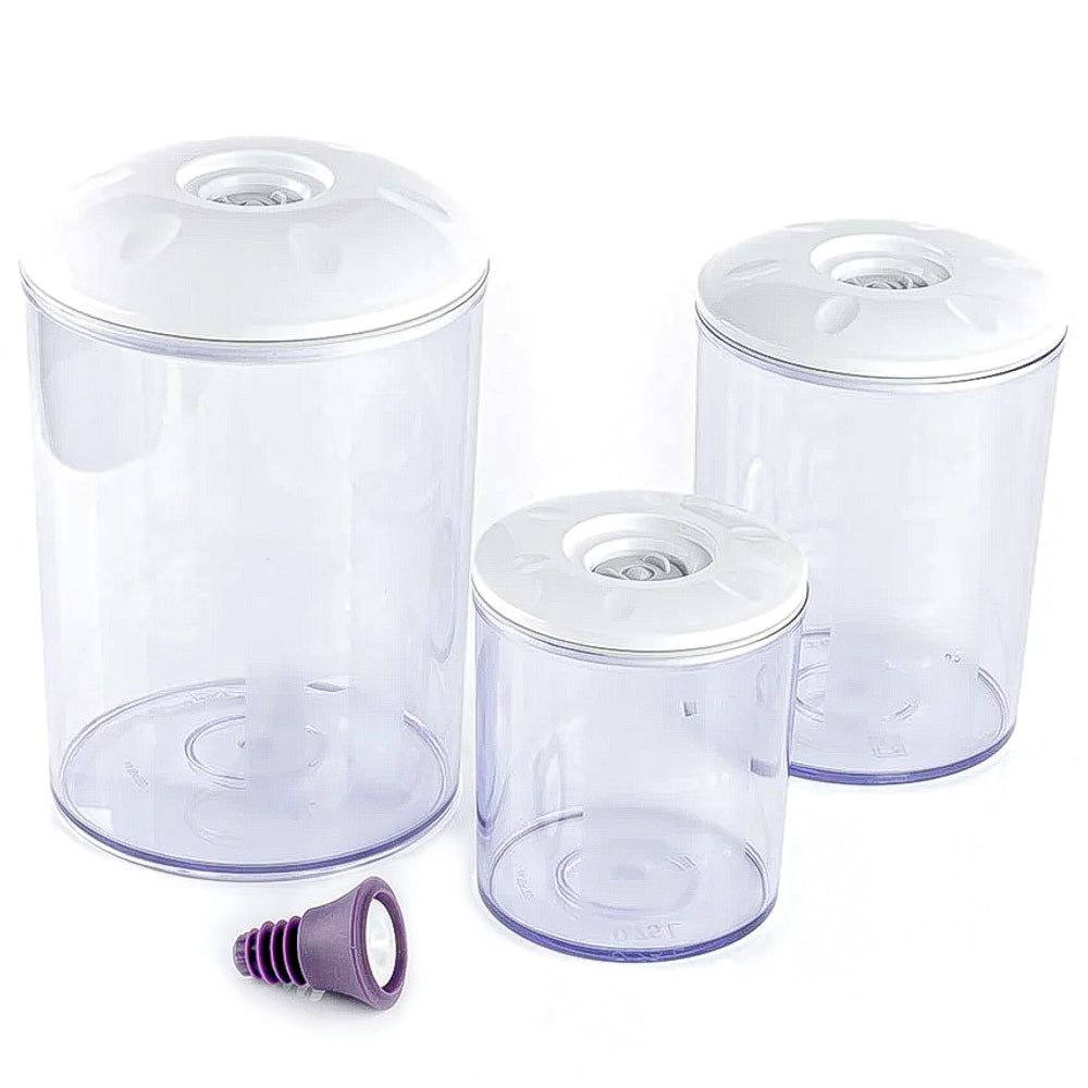 Magic Vac recipiente per cibo Rotondo Trasparente 3 pz