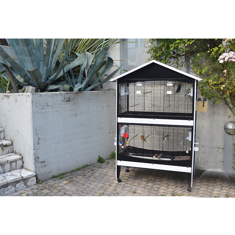 Voliera Duetto Blu gabbia spaziosa per piccoli uccelli