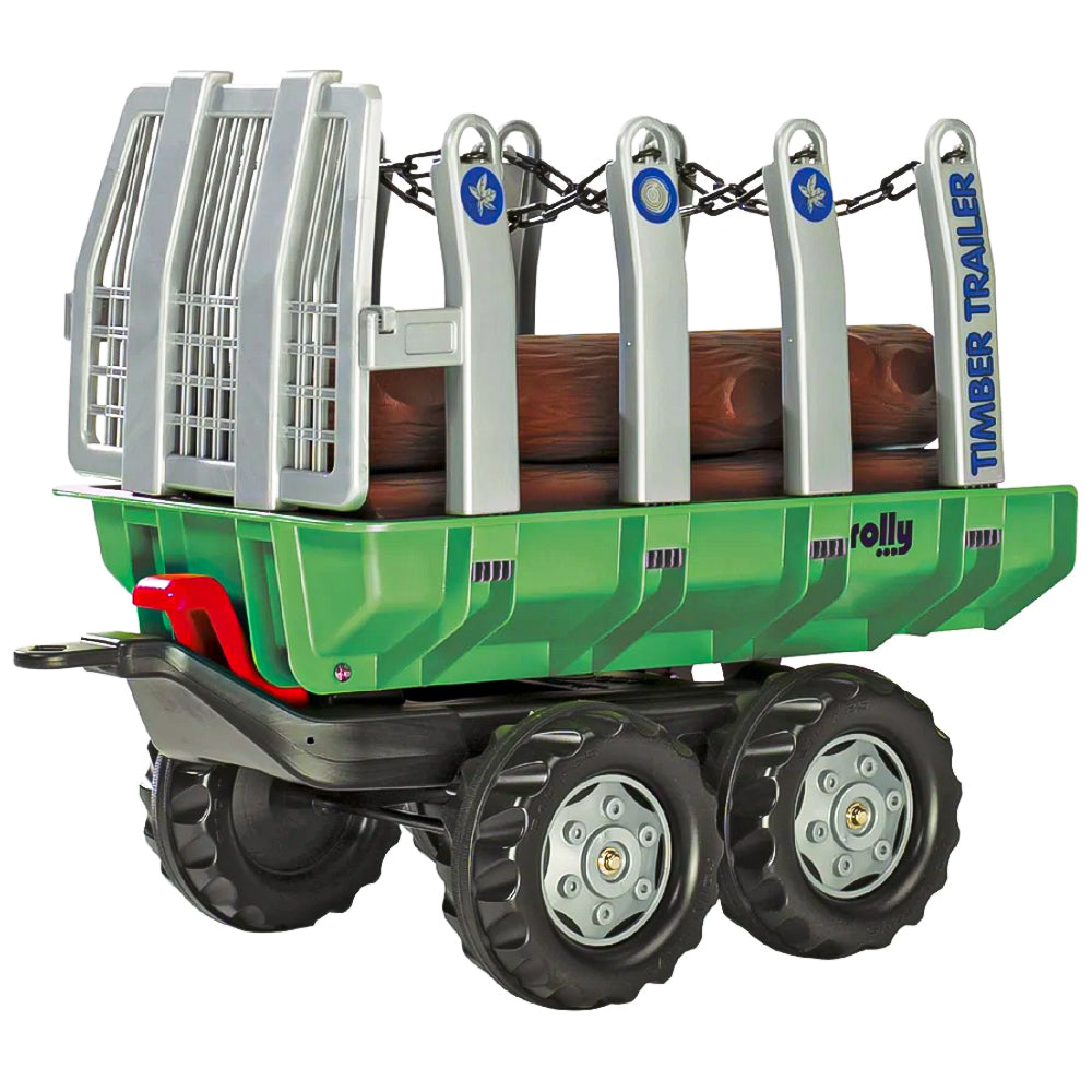 Rimorchio in legno Rolly Toys con 5 tronchi di plastica