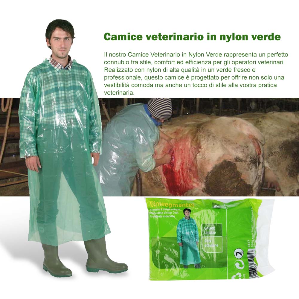 Camice veterinario in nylon verde