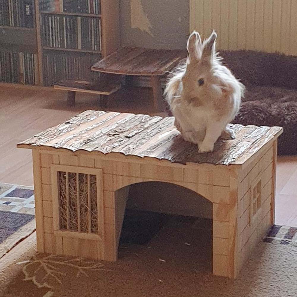 Casa per Roditori con Rastrelliera per Fieno Natura