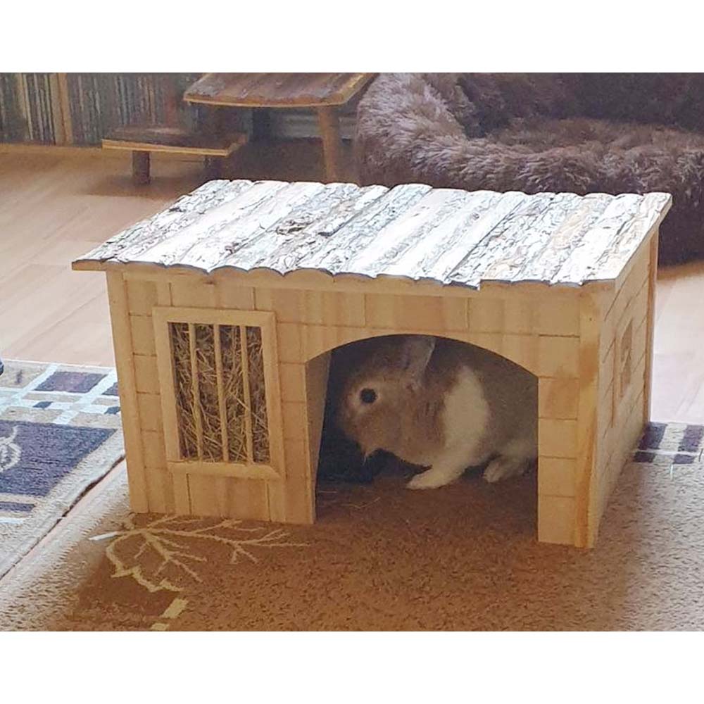 Casa per Roditori con Rastrelliera per Fieno Natura