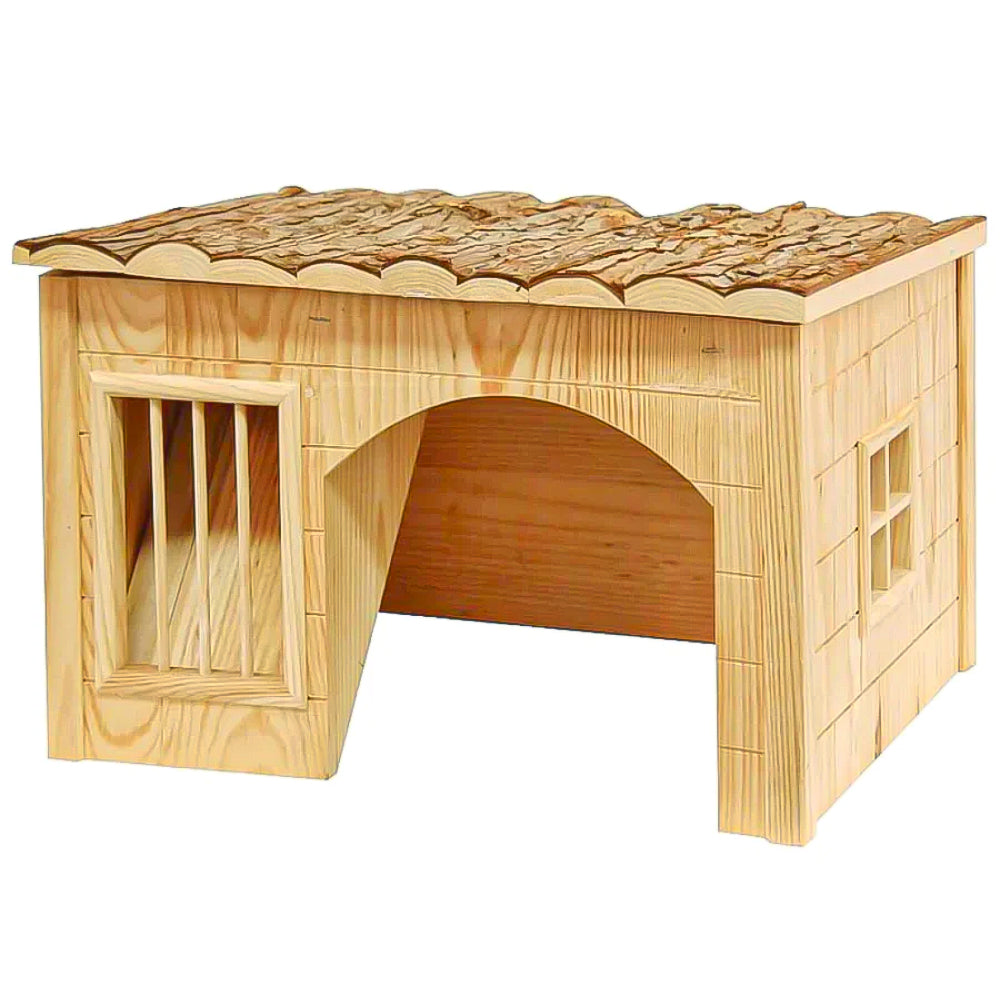 Casa per Roditori con Rastrelliera per Fieno Natura