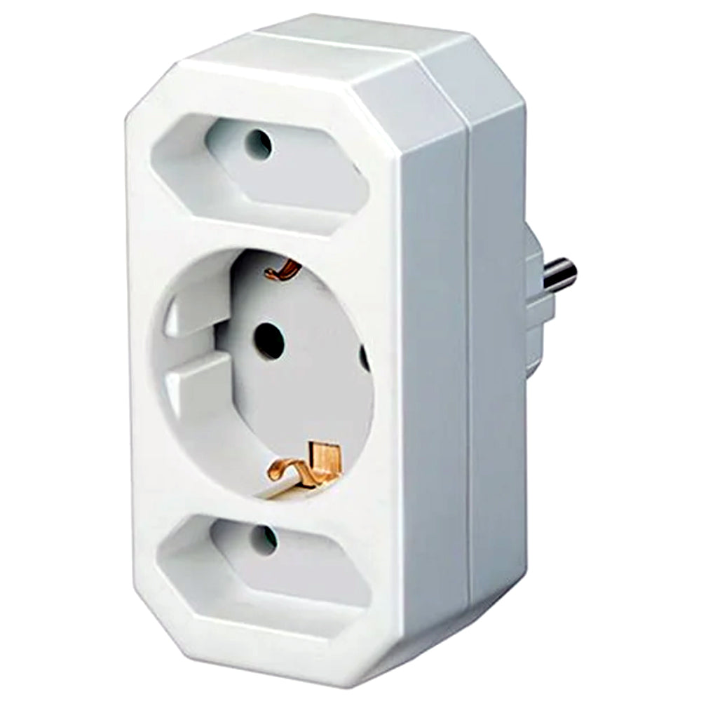 Adapter Multipresa 3 Vie con 2 Prese Euro e 1 Presa di Terra