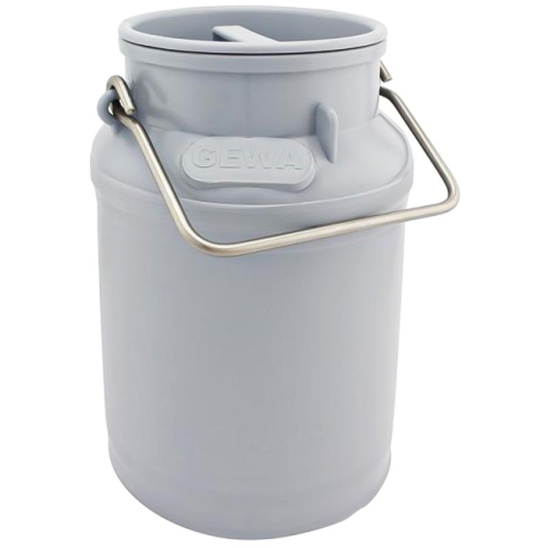 Bidone per latte in plastica Gewa con coperchio a pressione e manico in acciaio inox - 5, 10, 20 lt