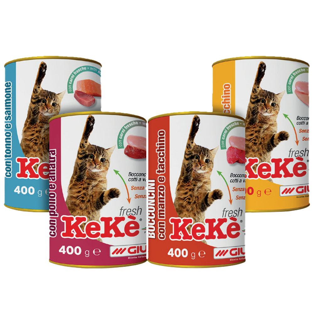 Kekè Fresh Bocconcini Tonno e Salmone 400g Alimento Completo per Gatti Adulti