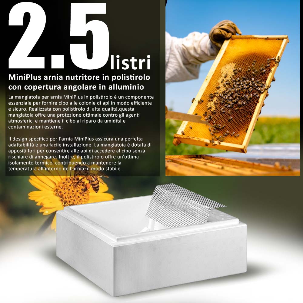 MiniPlus arnia nutritore in polistirolo con copertura angolare in alluminio - 2.5 listri
