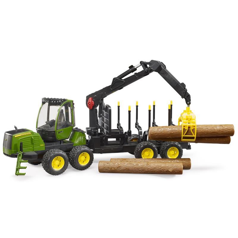 John Deere 1210E Forsttraktor mit 4 Achsen, drehbarem Kran und Spielholz