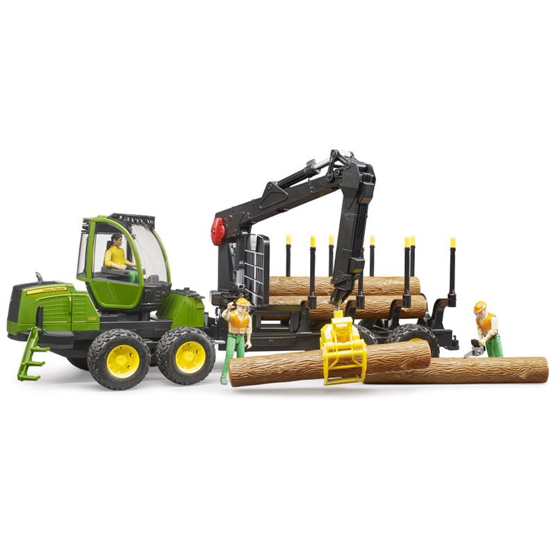 John Deere 1210E Forsttraktor mit 4 Achsen, drehbarem Kran und Spielholz
