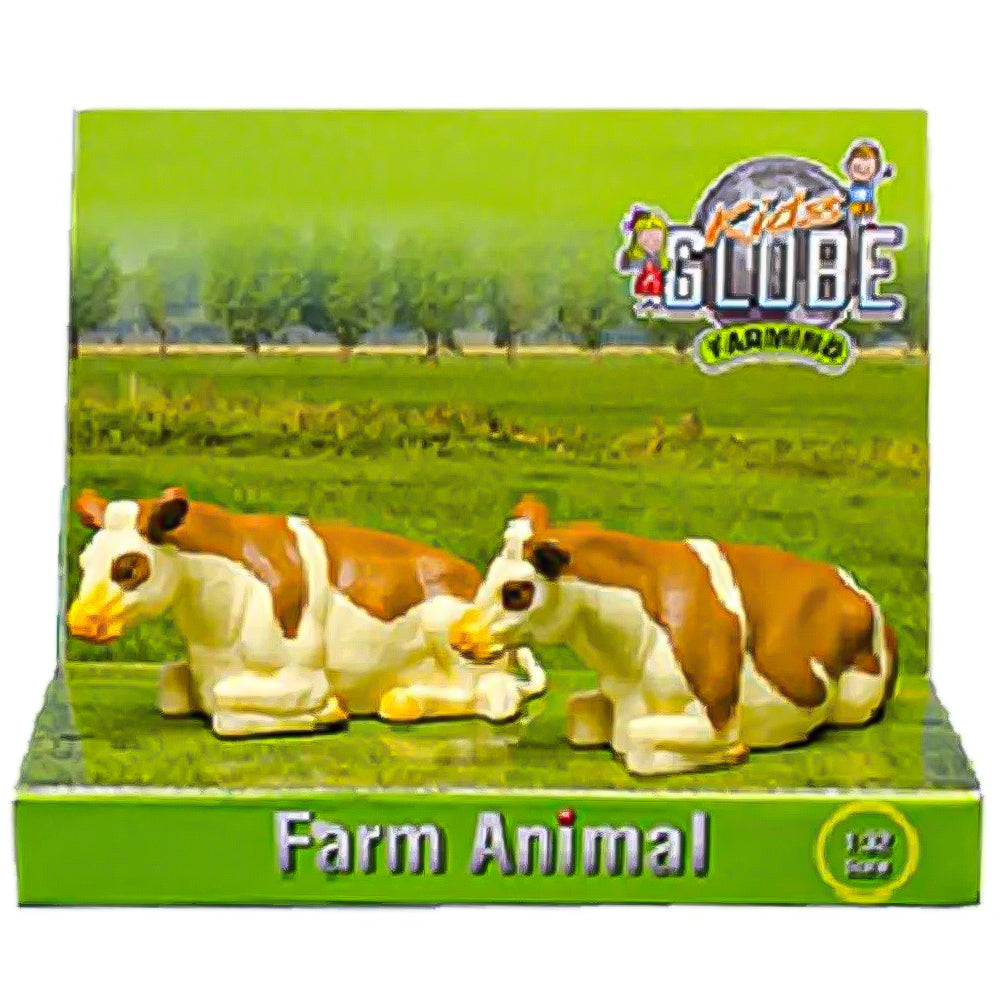 2 mucche con macchie di plastica sedute in scala 1:32