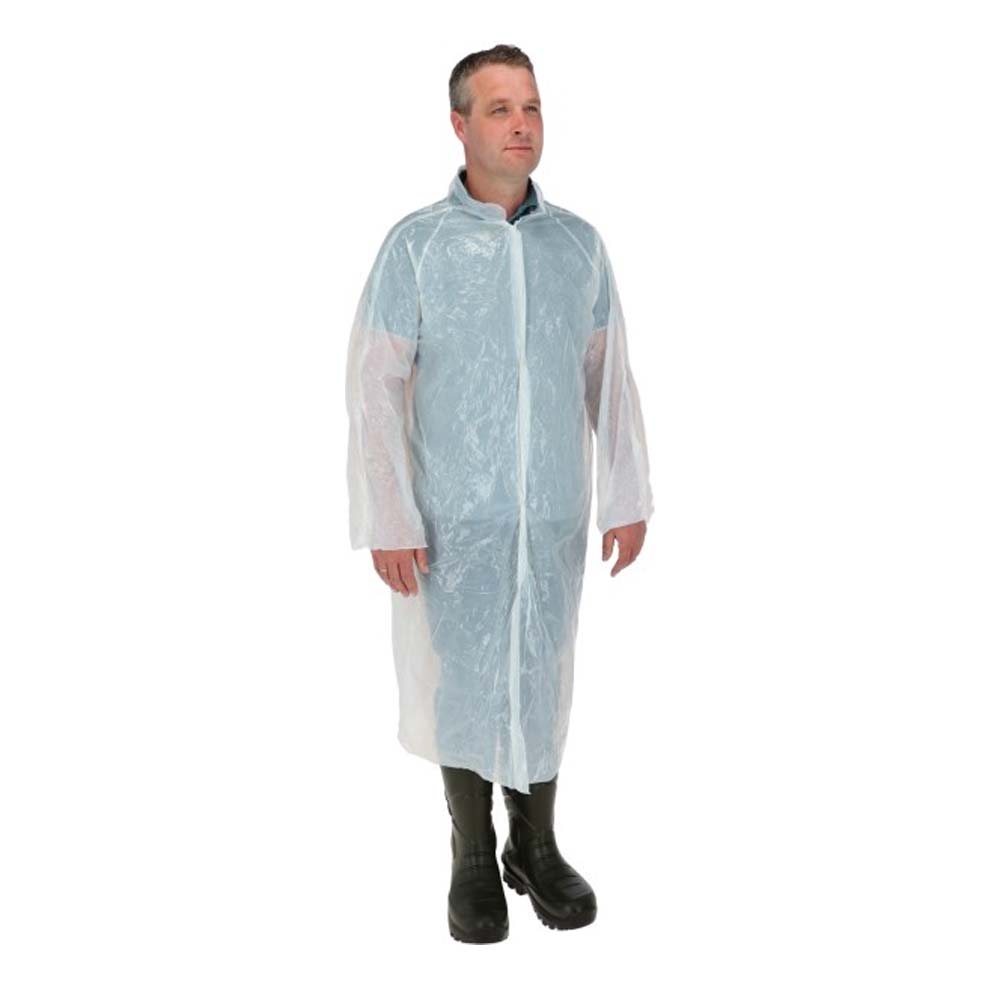 Grembiule Monouso con Maniche Polietilene e Bottoni a Pressione