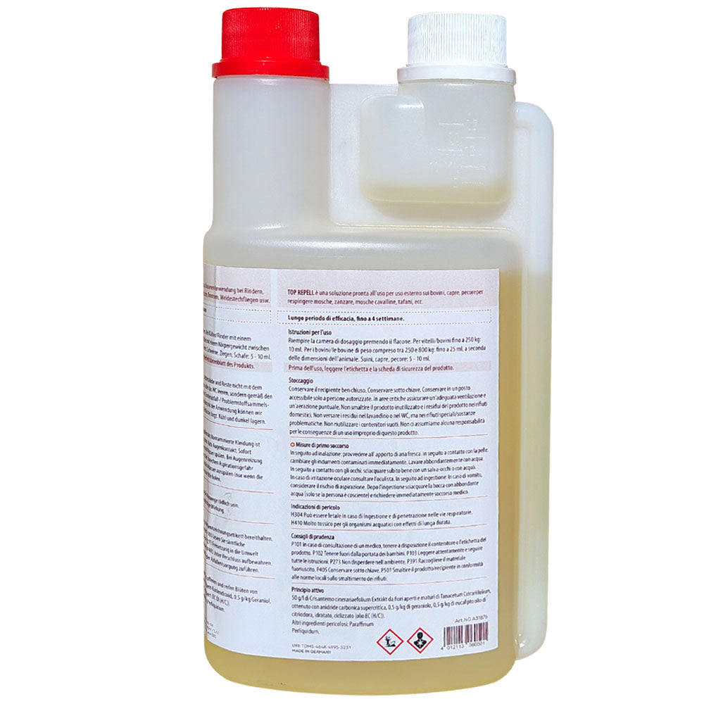 Top Repell repellente insetti, la migliore prevenzione contro i vettori della Blue Tongue e della “nuova peste bovina” la Dermatite Nodulare Contagiosa - 500ml