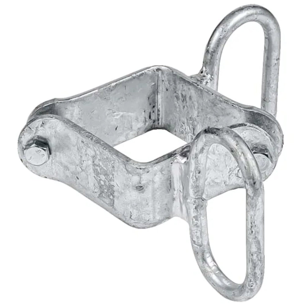 Clamp, piazza 90 mm, 2 staffe di blocco, angolato, galv.