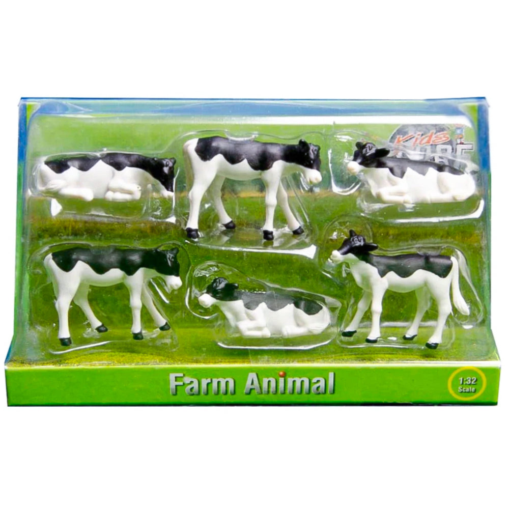 Set di sei vitelli in plastica fattoria scala 1:32 Kids Globe - modellismo o per gioco