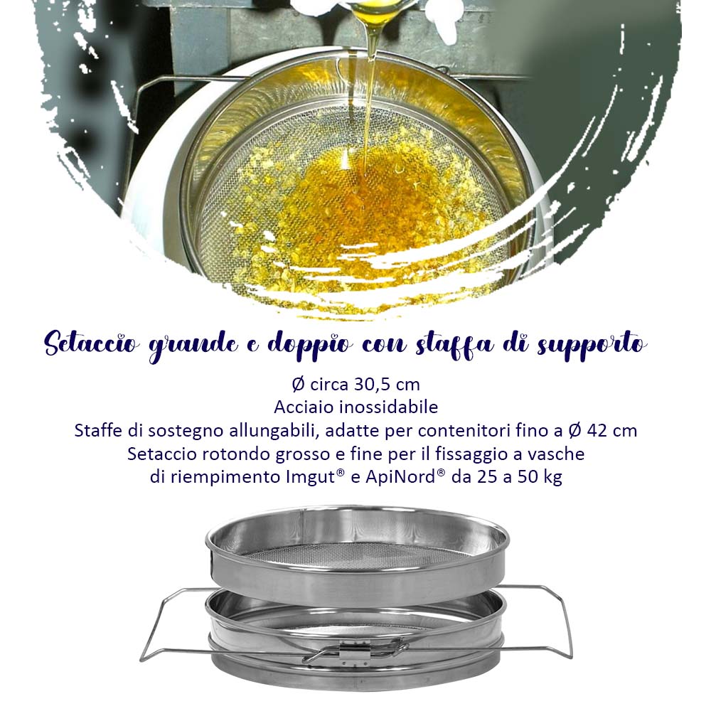 Setaccio grande e doppio con staffa di supporto