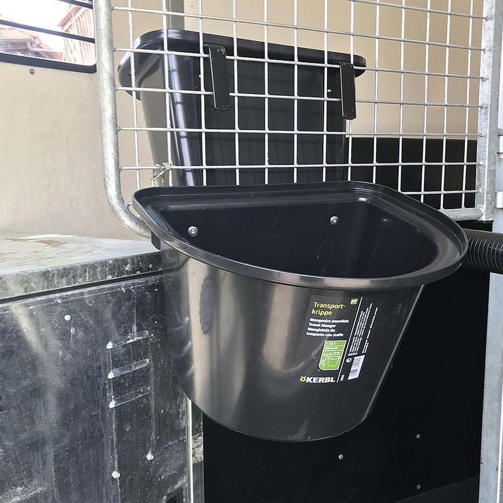 Mangiatoia portatile con staffa per aggancio in plastica antischegge