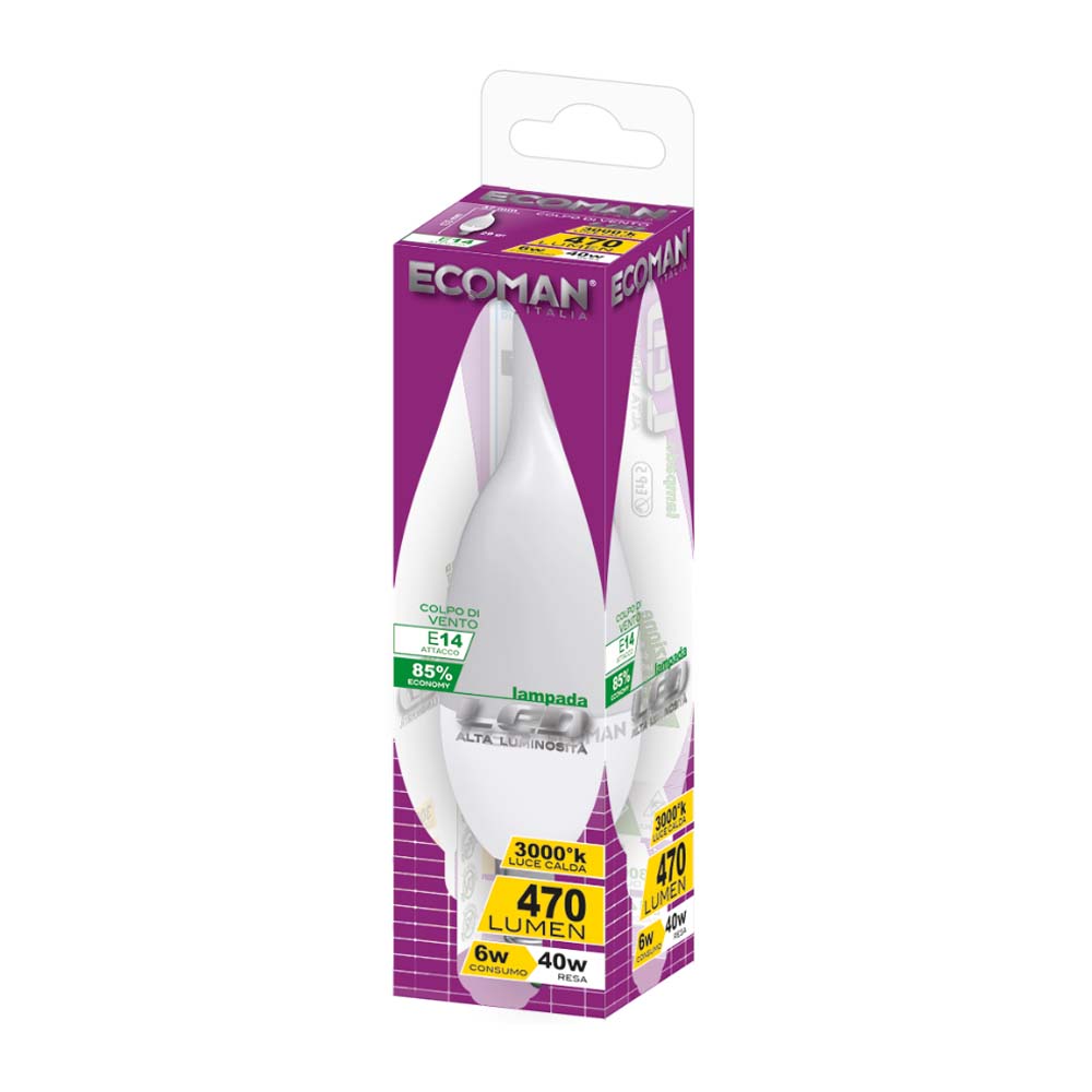 Ecoman 0015 Led Colpo Di Vento 6W E14 Luce Calda