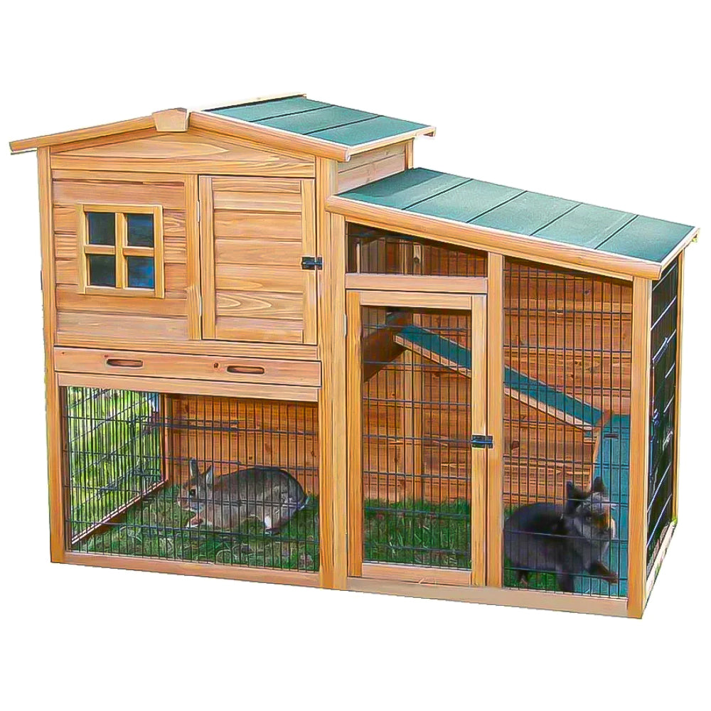 Casetta per Animali Piccoli Fortuna con Recinto e Tetto Resistente