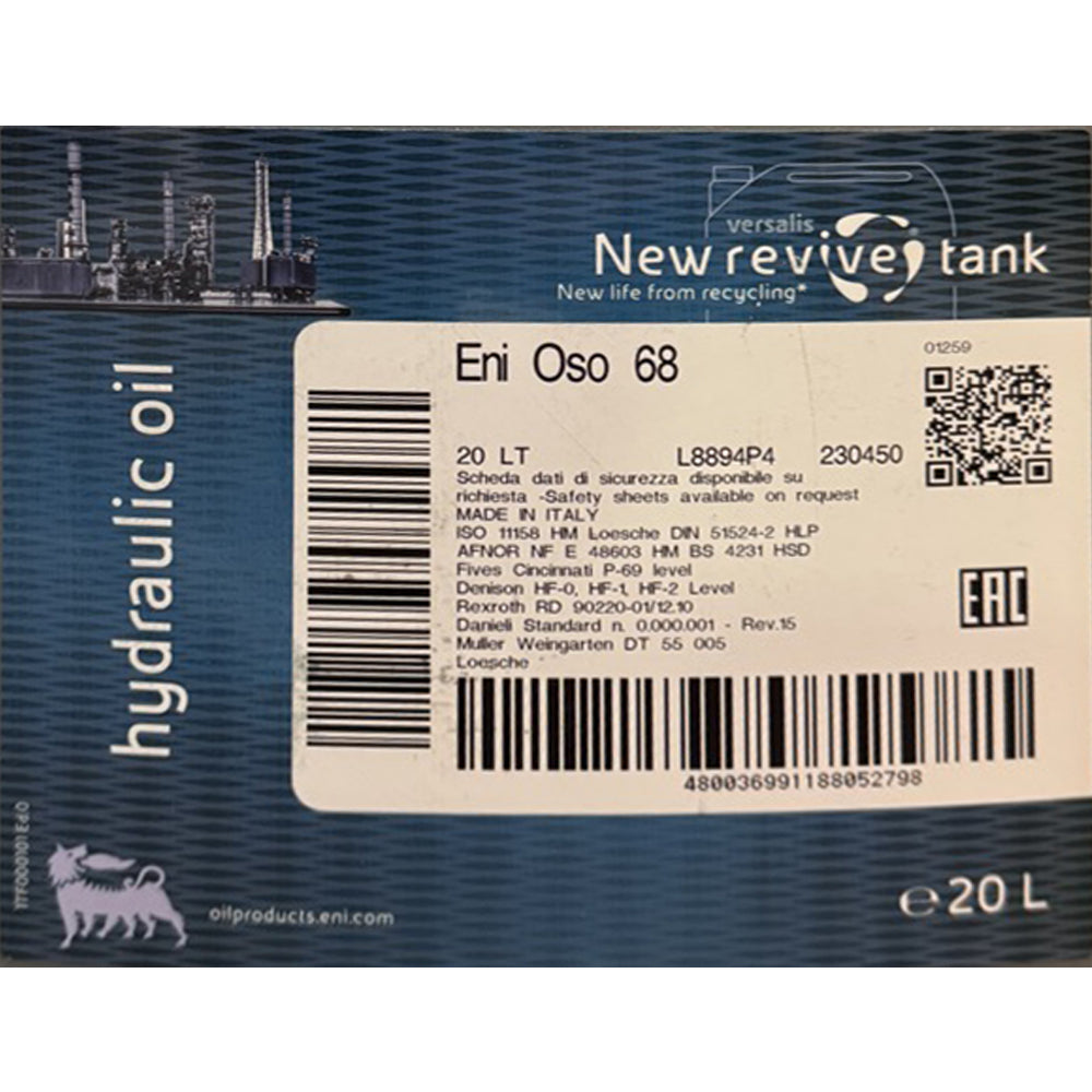 Eni OSO 68 Olio Idraulico Anti-usura con Filtrabilità