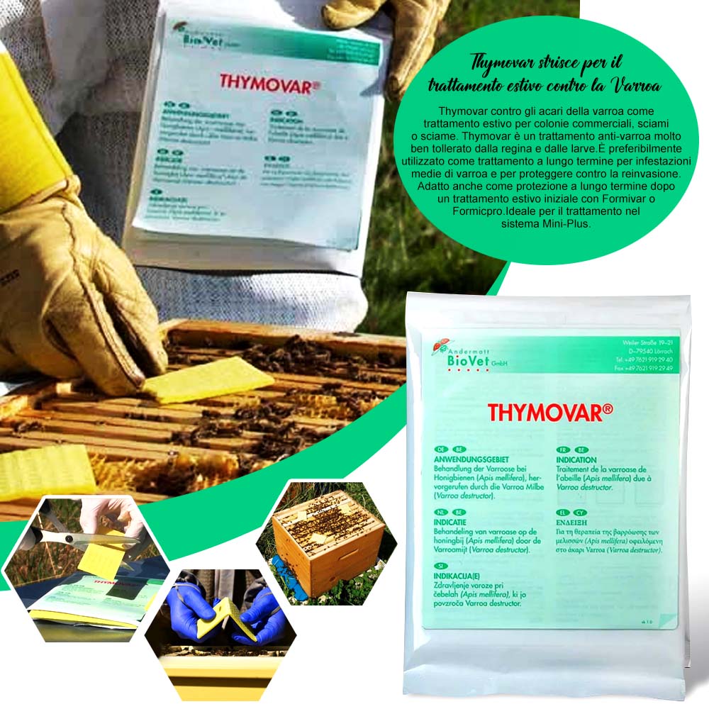 Thymovar strisce per il trattamento estivo contro la Varroa - 2 x 5 piatti