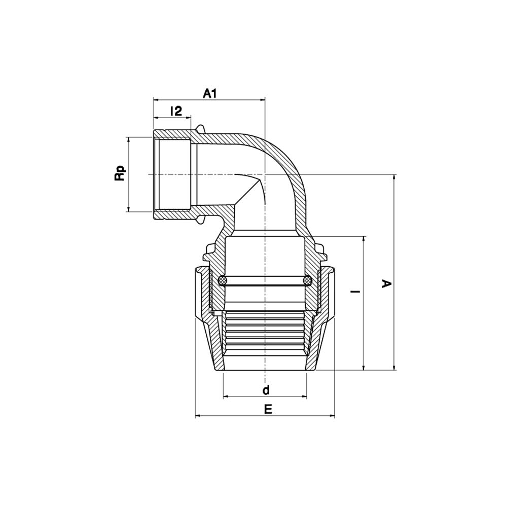 Gomito A 90 Filettato Femmina