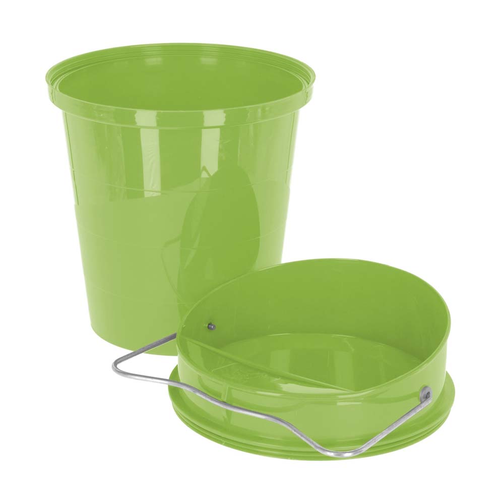 Bevitore a Secchio in Plastica 6 L. (Verde) – Resistente per Pollame con Coperchio Rimovibile
