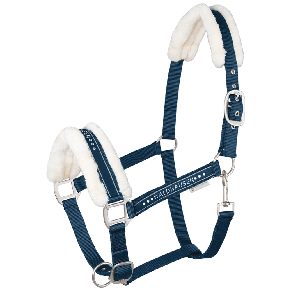 Cavezza Elegante Cavallo con Pelliccia Sintetica Strass