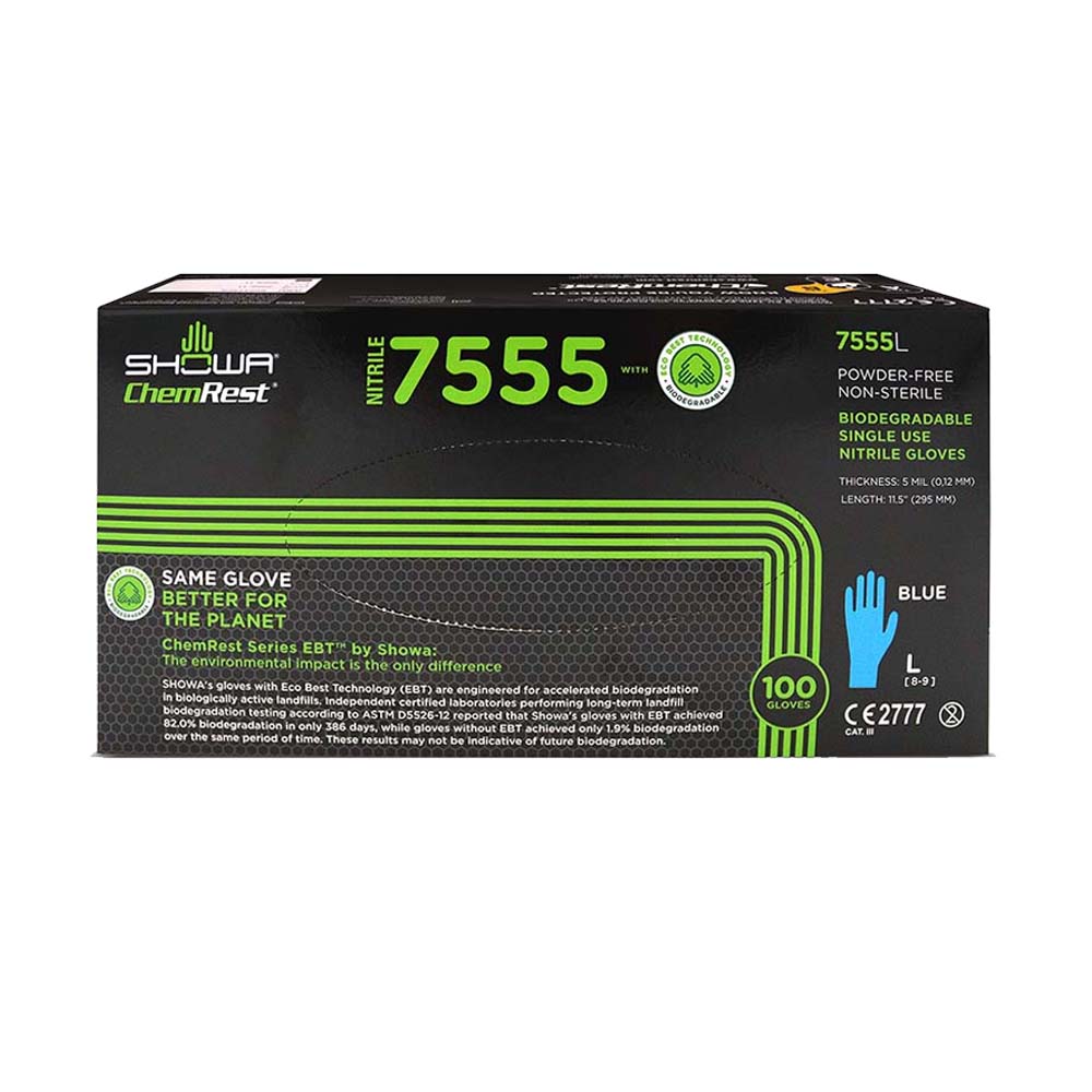 SHOWA 7555 EBT - Guanto monouso in nitrile 100% blu cobalto