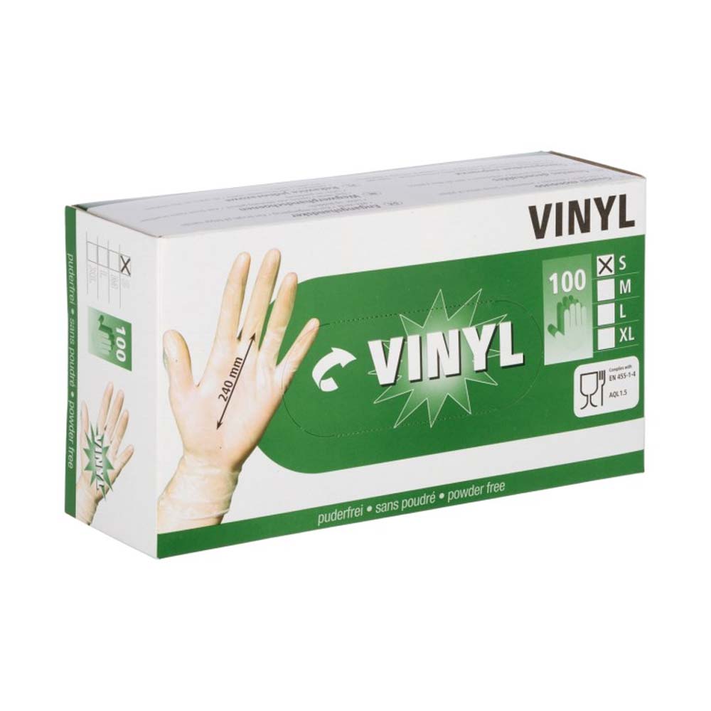 Guanto monouso in vinile per allergici al lattice