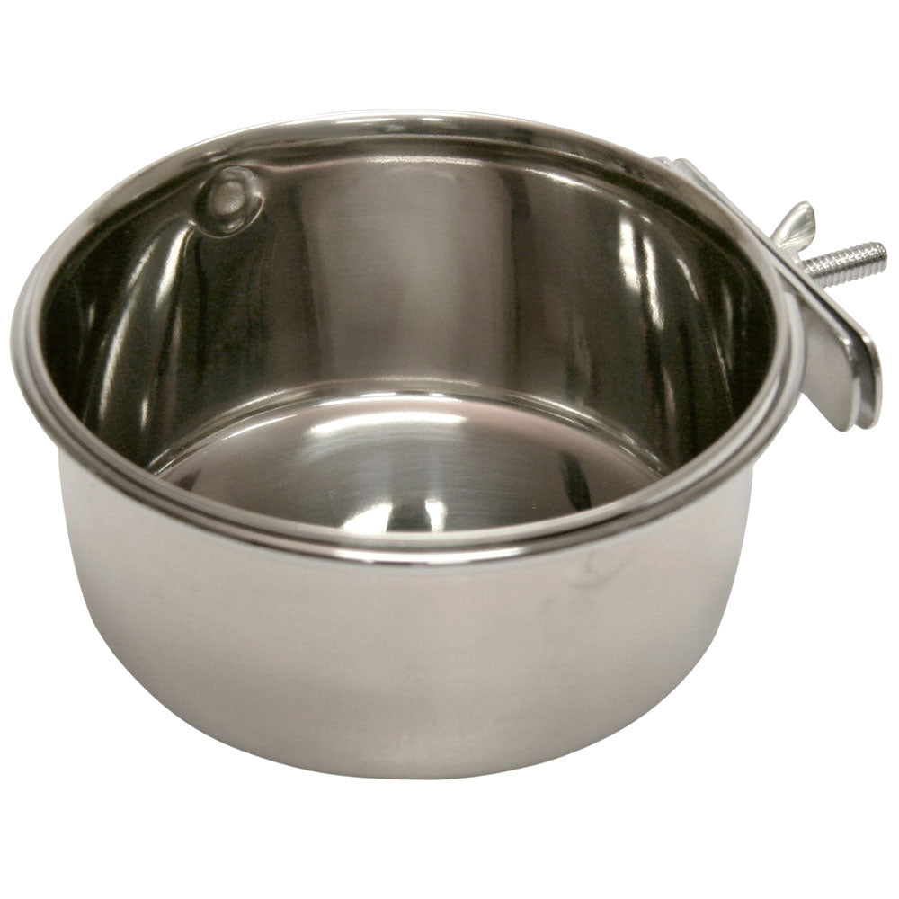 Ciotola in acciaio inox con fissaggio a vite per piccoli animali