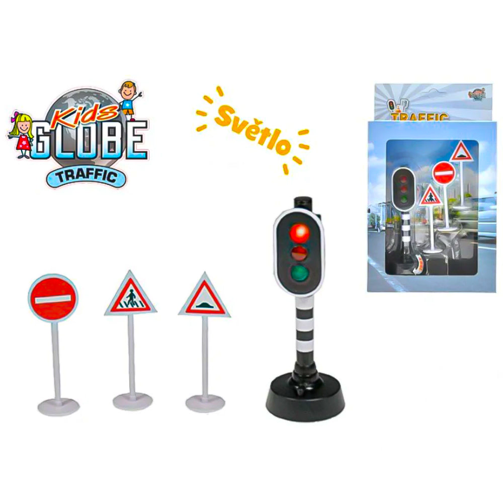 Kids Globe Semaforo per bambini 13 cm alimentato a batteria con luce + 3 pennarelli in una scatola